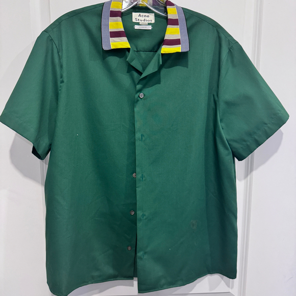 ACNE GREEN SHORT SLEEVE BUTTONFRONT - Picture 1 of 3